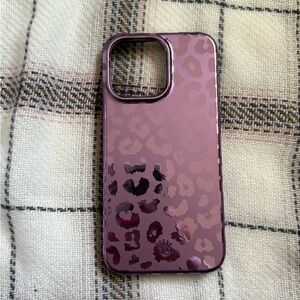 Purple Leopard Print Velvet Caviar iPhone  15 pro max Case